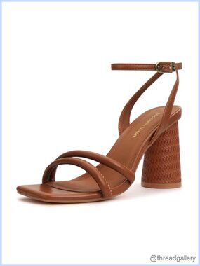 Women's Block High Heels Square Toe Ankle Strap Heeled Sandals Shoes